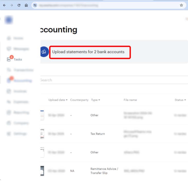 Upload your bank statement